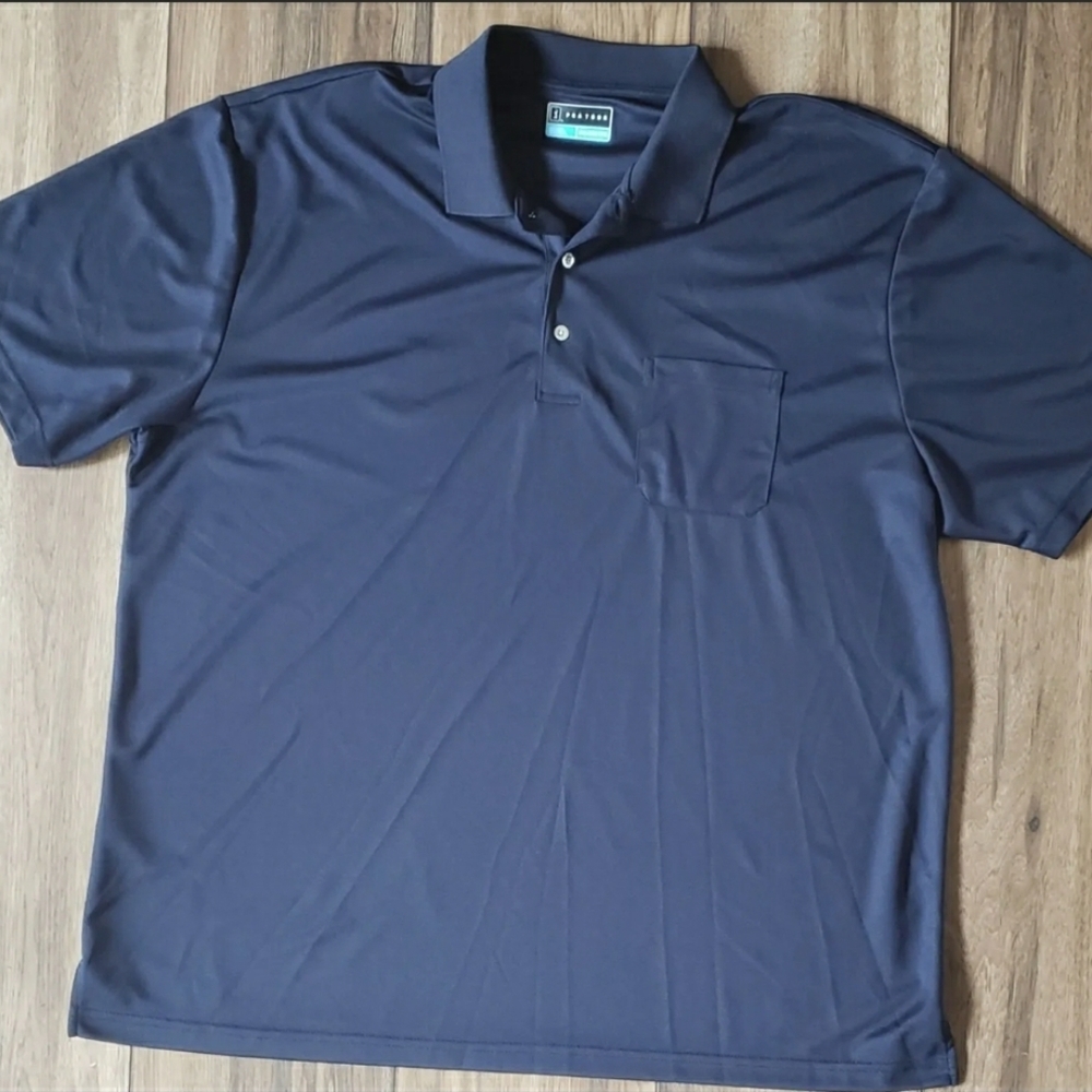 Mens Size 2XL PGA Tour Golf Shirt Polo Navy Blue Solid XXL